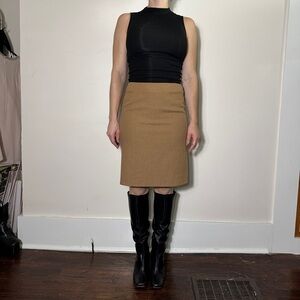 Ann Taylor Stretch Tan Wool Pencil Skirt Size 6